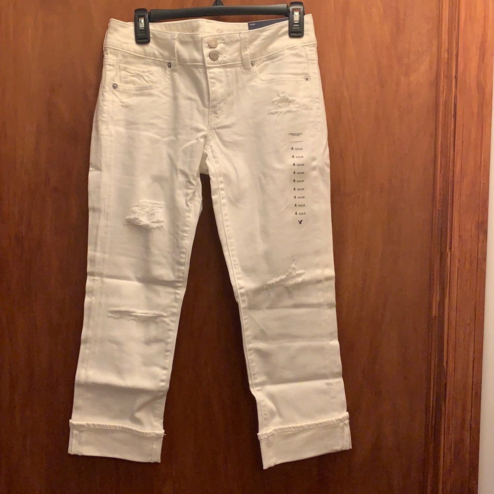 NWT White Artist Crop Jean American Eagle Size 4